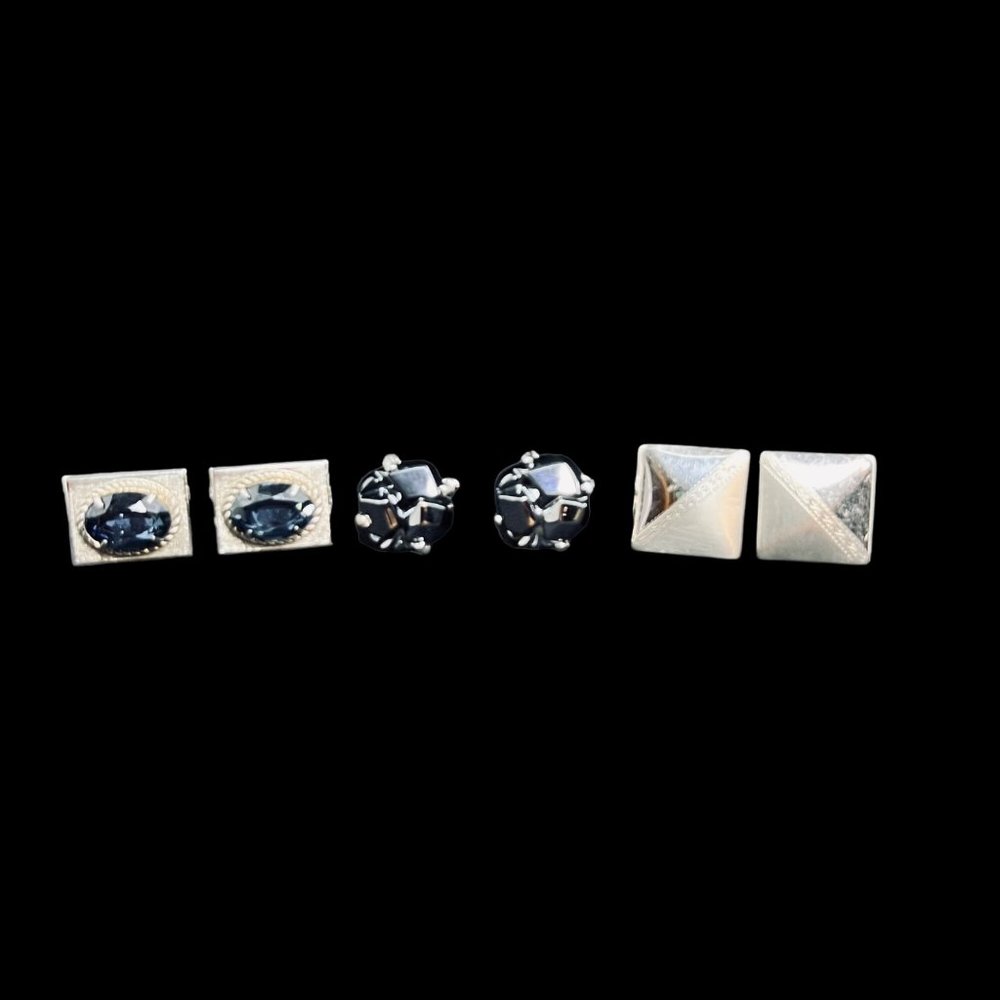Lot Of 3 Silver Tone Cufflinks (4675)
